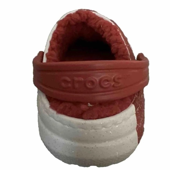 Candy Cane Lined Holiday Crocs Red & White Classic Clog NEW Toddler/Child Sz 10 - Picture 4 of 5